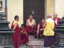 Nepal, Kathmandu, July 2003.
Buddhist monks.
Nepalese monks near the Swayambhunath temple. 
