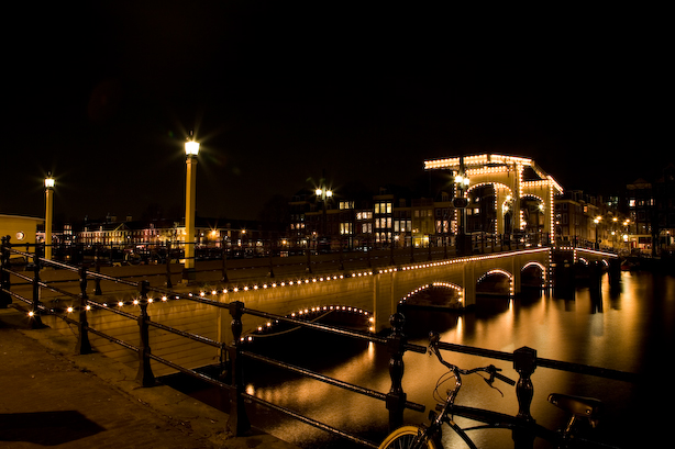 The Netherlands, Amsterdam.
March 2007.
Amsterdam at night 4.
“Magere Brug” at night.  
